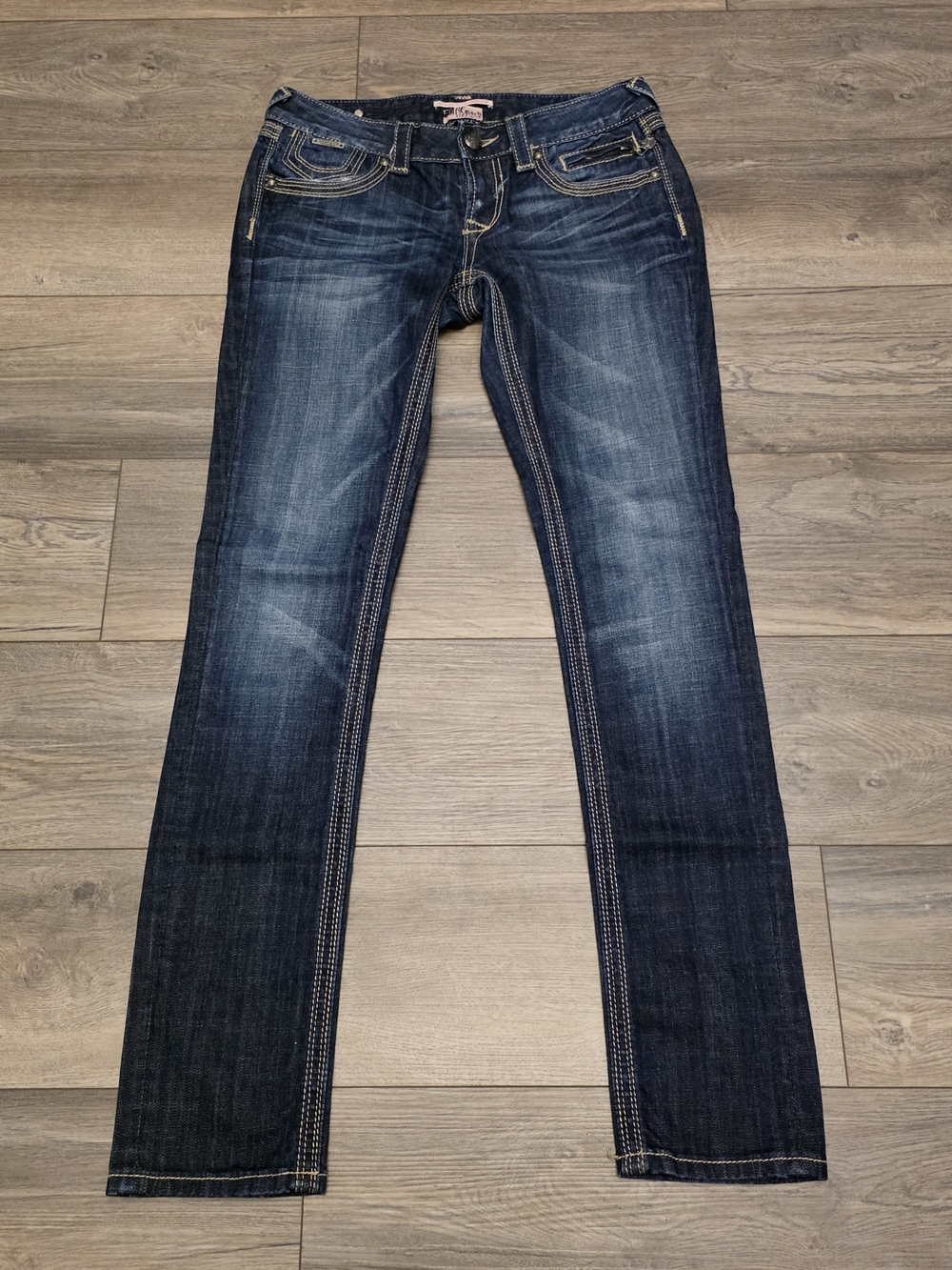 ReRock for Express Low Rise Skinny Jeans Dark Wash Thick Stitch Size 4R